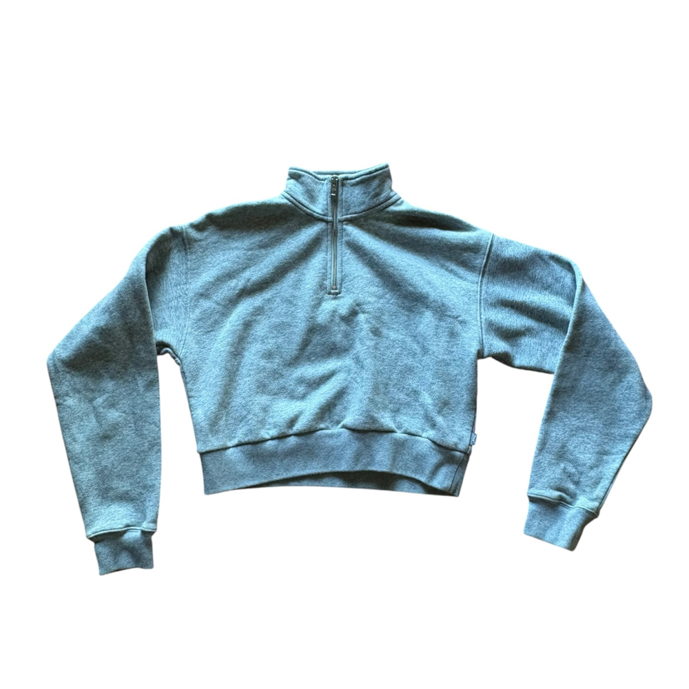 Tna Aritzia Gray Cropped Quarter Zip Sweatshirt Small Fleece Pullover